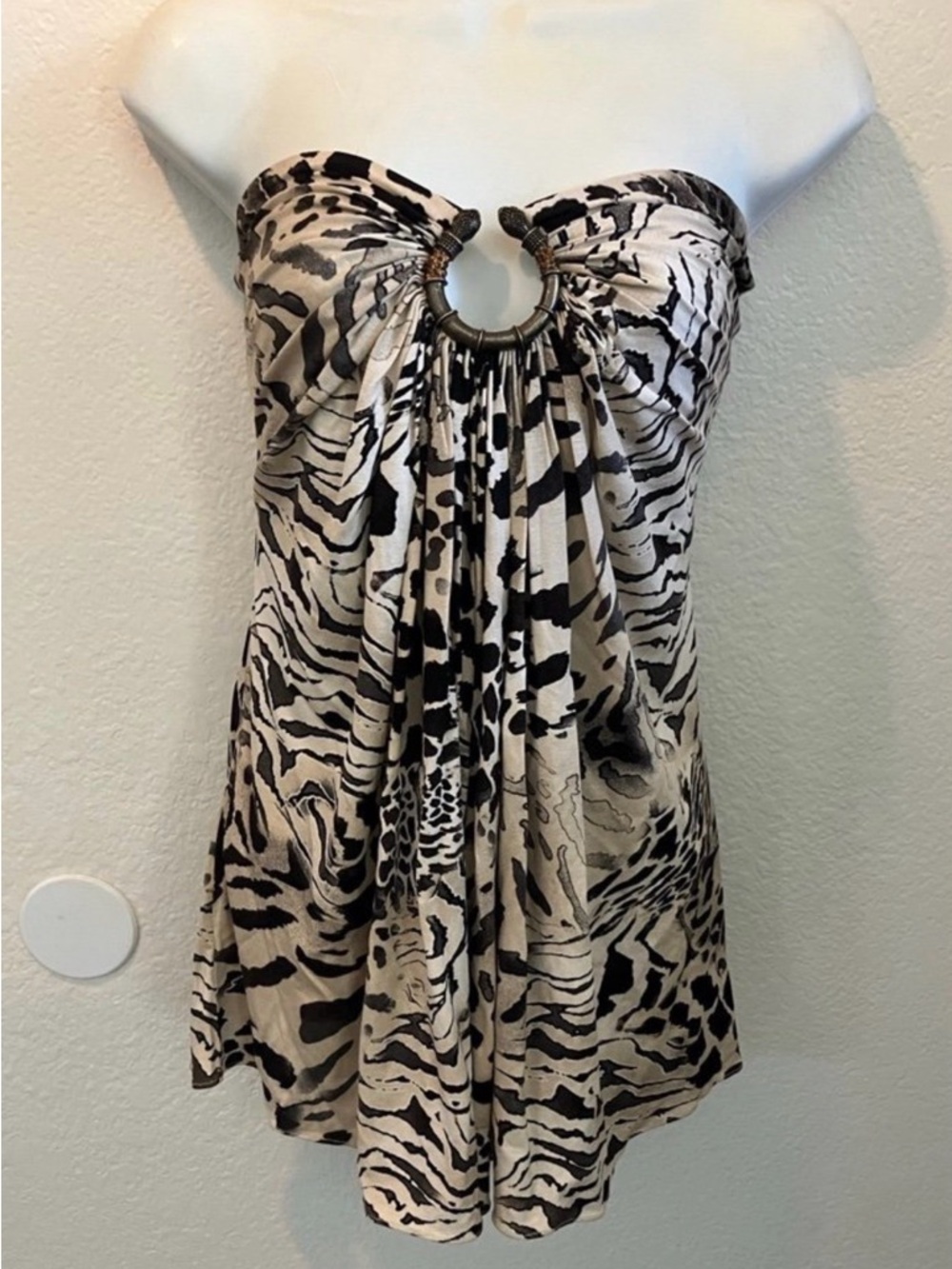 Sky Animal Print Tube Top Metal Snake Accents - Picture 2 of 6